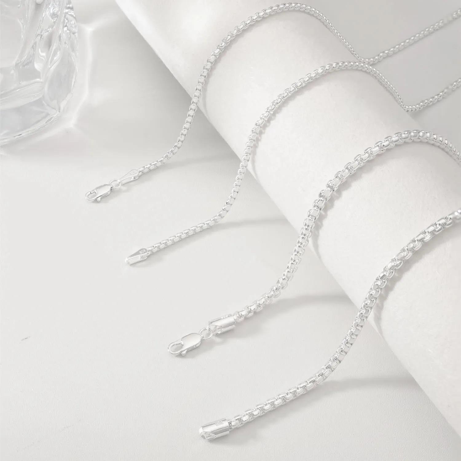 925 Sterling Silver Rope Chain Lobster Clasp 2.5mm Silver Chain for Men Women Silver Necklace Chain 16-30 Inches