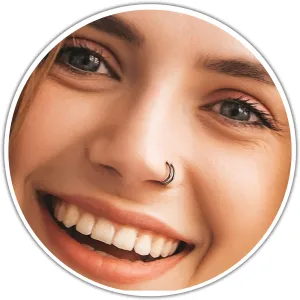 925 Sterling Silver Spiral Nose Ring - 20 Gauge Thickness And 8mm Diameter  Black One Piercing Double Hoop - Spiral Nose ring