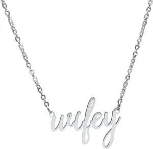925 Sterling Silver Wifey Necklace To My Best Wife Charm Text Script Wifey Necklaces Mrs Necklace for Women Bachelorette Bride Just Married Ring Gold Pendant Trendy Jewelry