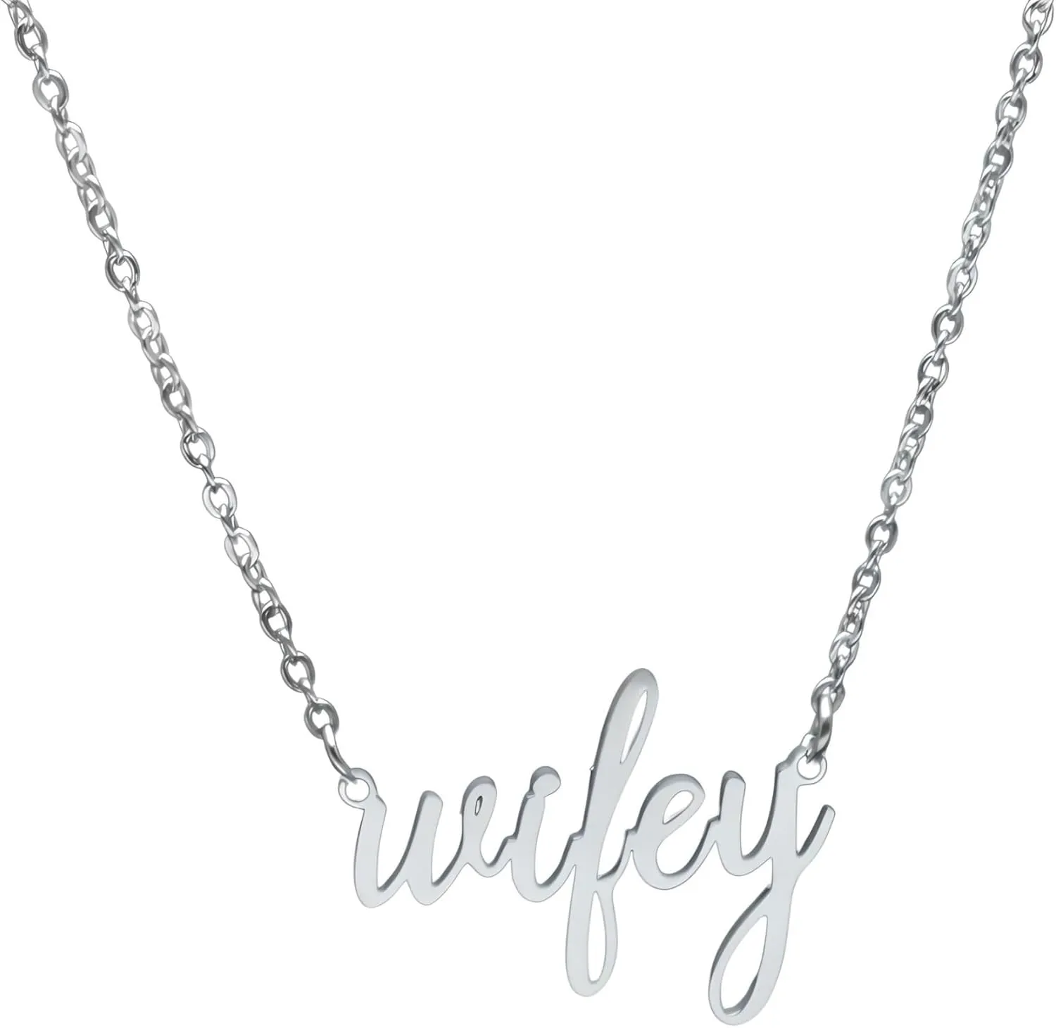 925 Sterling Silver Wifey Necklace To My Best Wife Charm Text Script Wifey Necklaces Mrs Necklace for Women Bachelorette Bride Just Married Ring Gold Pendant Trendy Jewelry