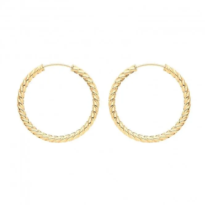 9ct  Yellow  Gold  21mm  Twisted  Sleepers  ES181