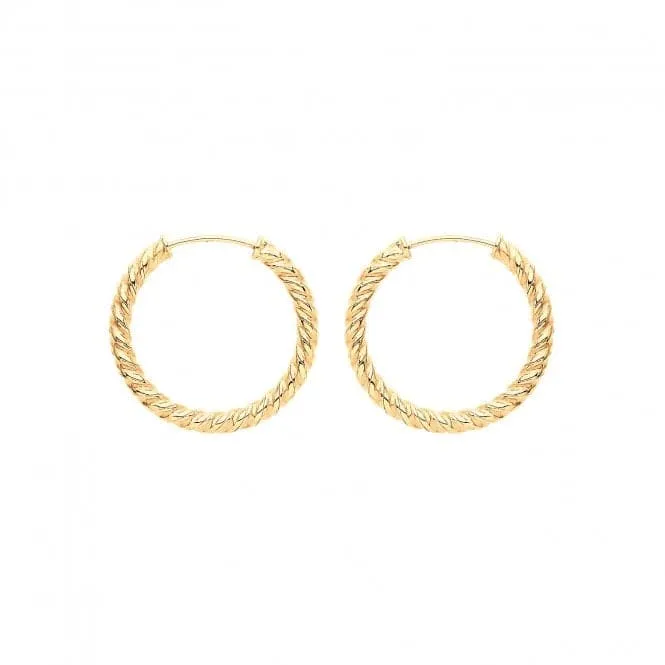 9ct  Yellow  Gold  21mm  Twisted  Sleepers  ES181