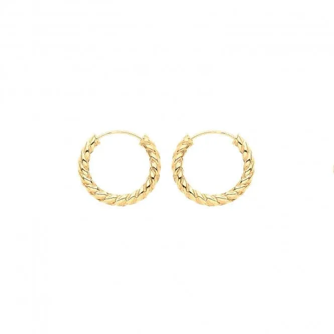 9ct  Yellow  Gold  21mm  Twisted  Sleepers  ES181