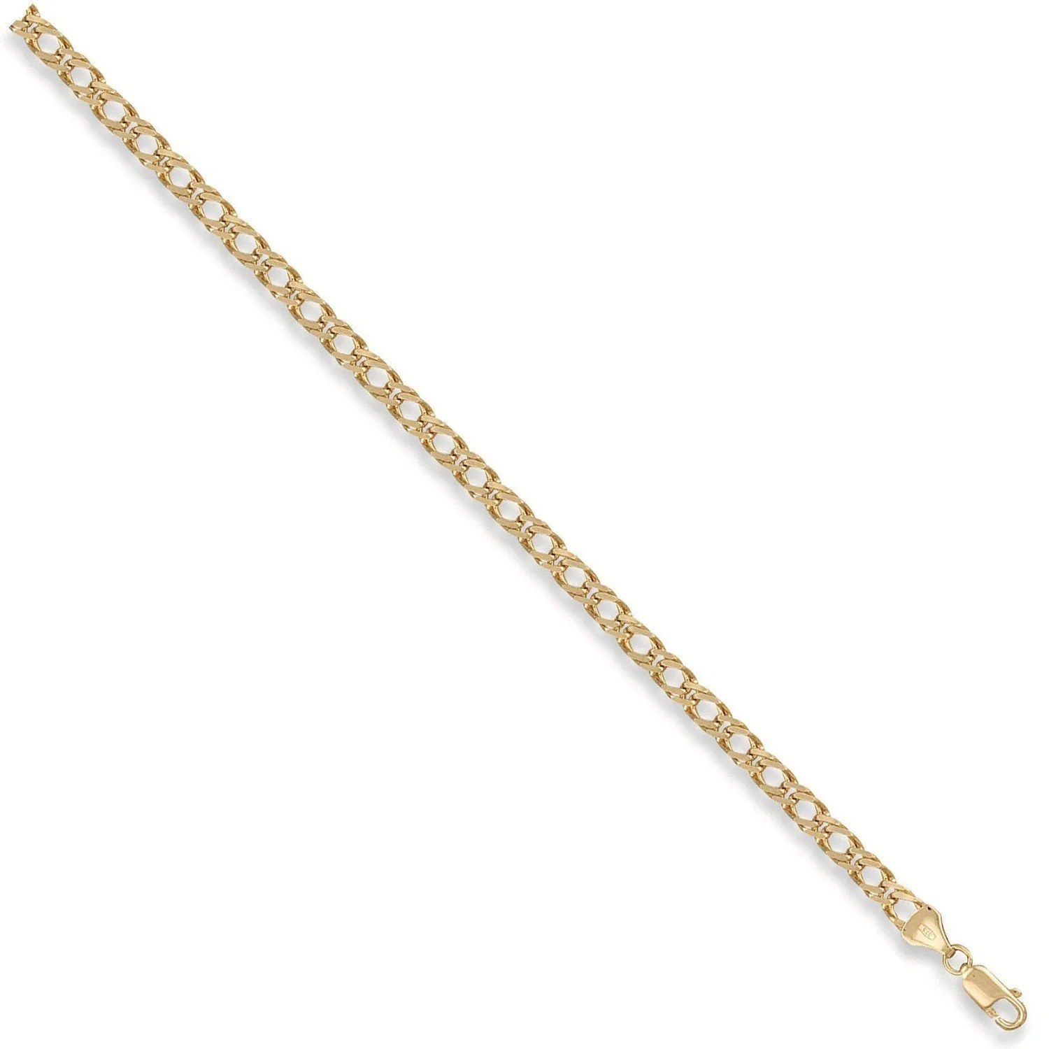 9ct Yellow Gold 5mm 8 Inch Open Double Curb Bracelet 6.1g