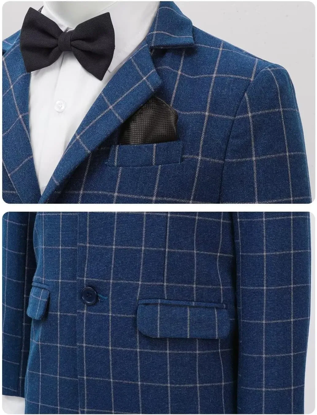 A&J DESIGN Boys' 3-Piece Suits Set Thick Jacket Pants Bow Tie Kids Plaid Formal Outfits