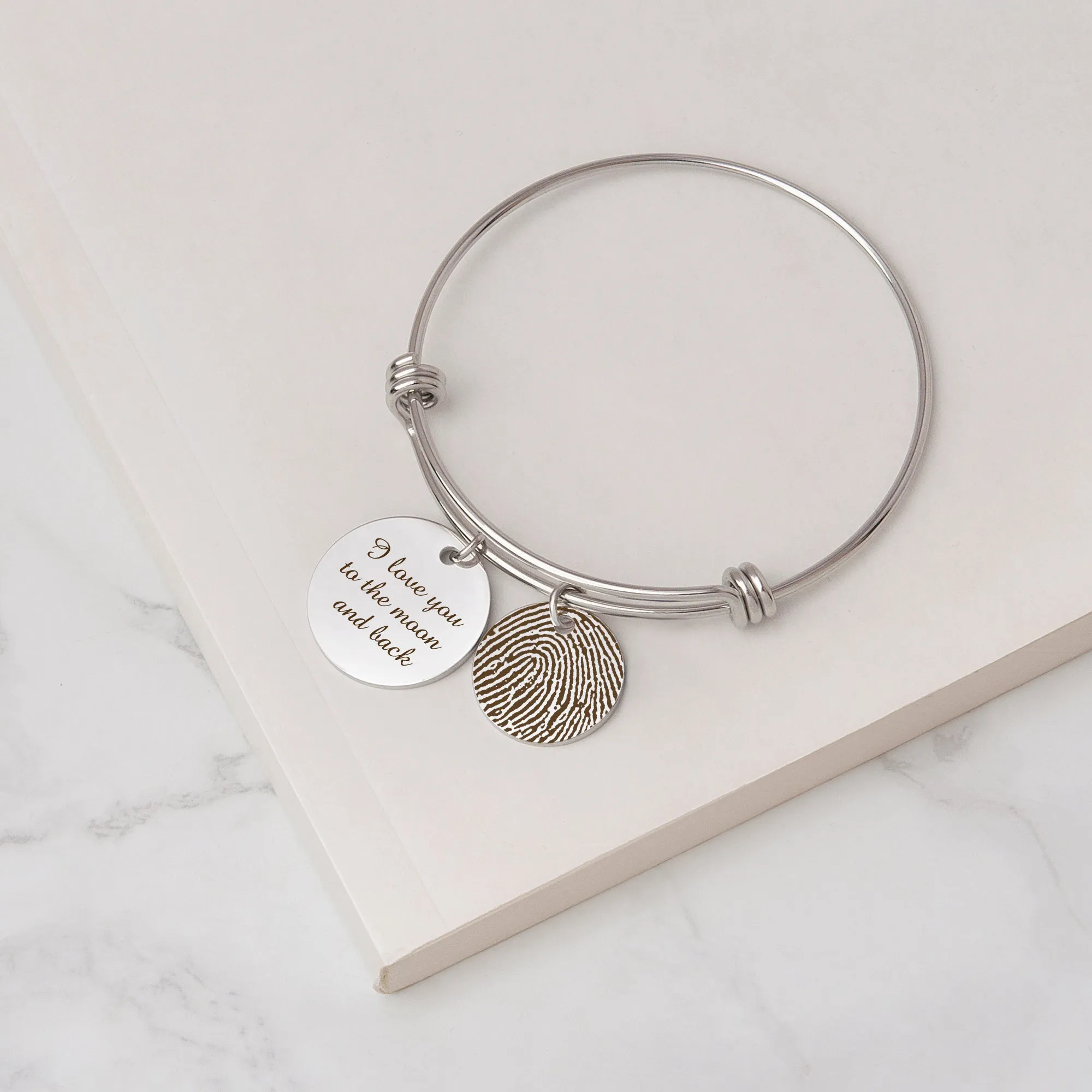 Actual Fingerprint Charm Adjustable Bracelet