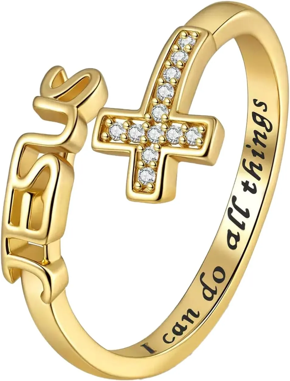 Adjustable Cross Ring for Daughter Granddaughter Easter Religious Faith Jesus Christian Gifts