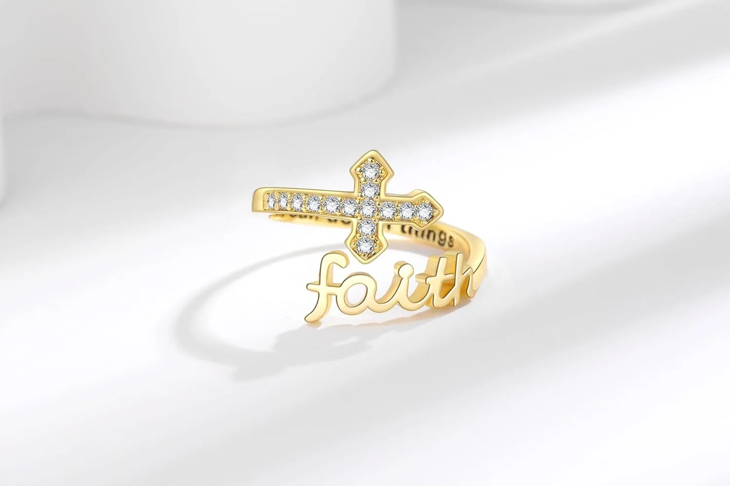 Adjustable Cross Ring for Daughter Granddaughter Easter Religious Faith Jesus Christian Gifts