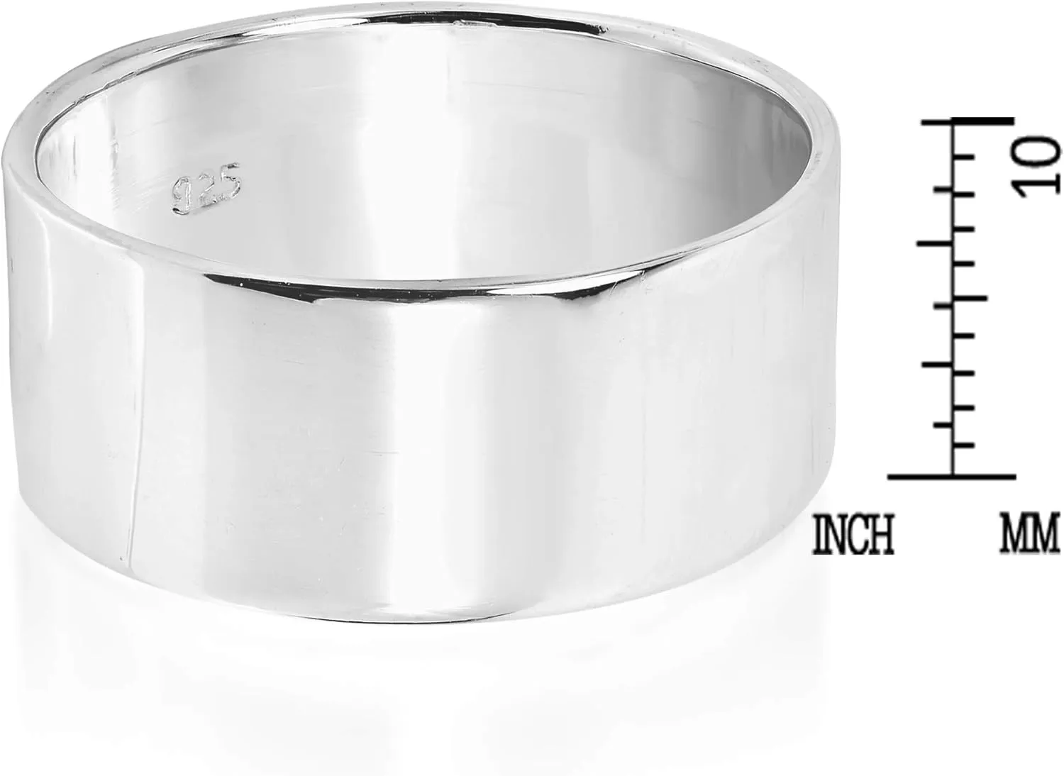 AeraVida Plain Cigar Band 10mm Width .925 Silver Ring | Casual Fashion Style Comfort Fit for Unisex | Statement, Promise, Couple Ring