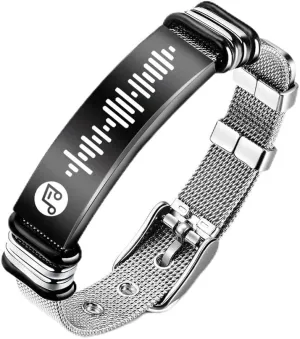 ALBERTBAND Spotify Bracelet Personalized Music Bracelet for Men Custom Scannable Spotify Code Song Bracelets for BF Birthday Gift for Father Husband Grandpa Son BFF