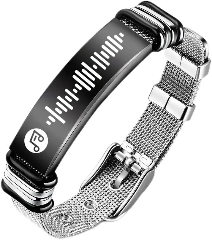 ALBERTBAND Spotify Bracelet Personalized Music Bracelet for Men Custom Scannable Spotify Code Song Bracelets for BF Birthday Gift for Father Husband Grandpa Son BFF