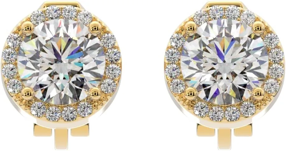 Aloha Earrings Round Halo Crystal Clip On Stud Earrings