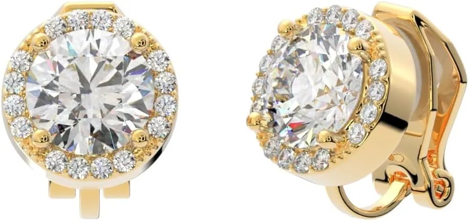 Aloha Earrings Round Halo Crystal Clip On Stud Earrings