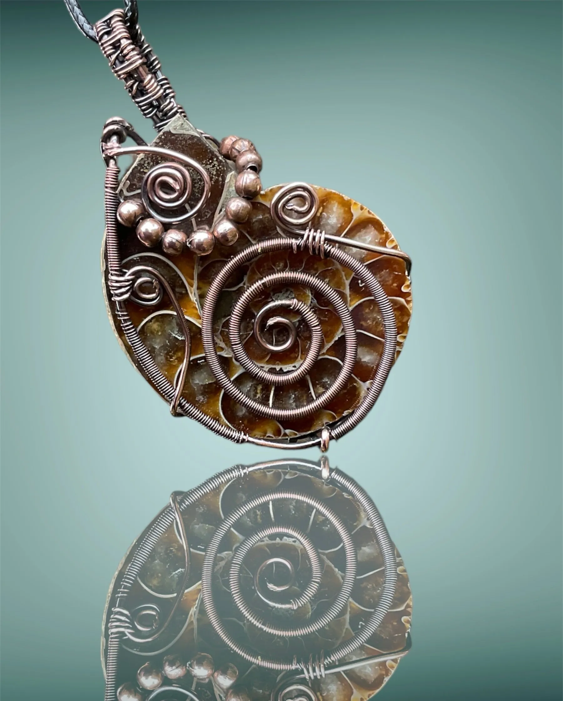 Ammonite Fossil Wire Wrapped Pendant