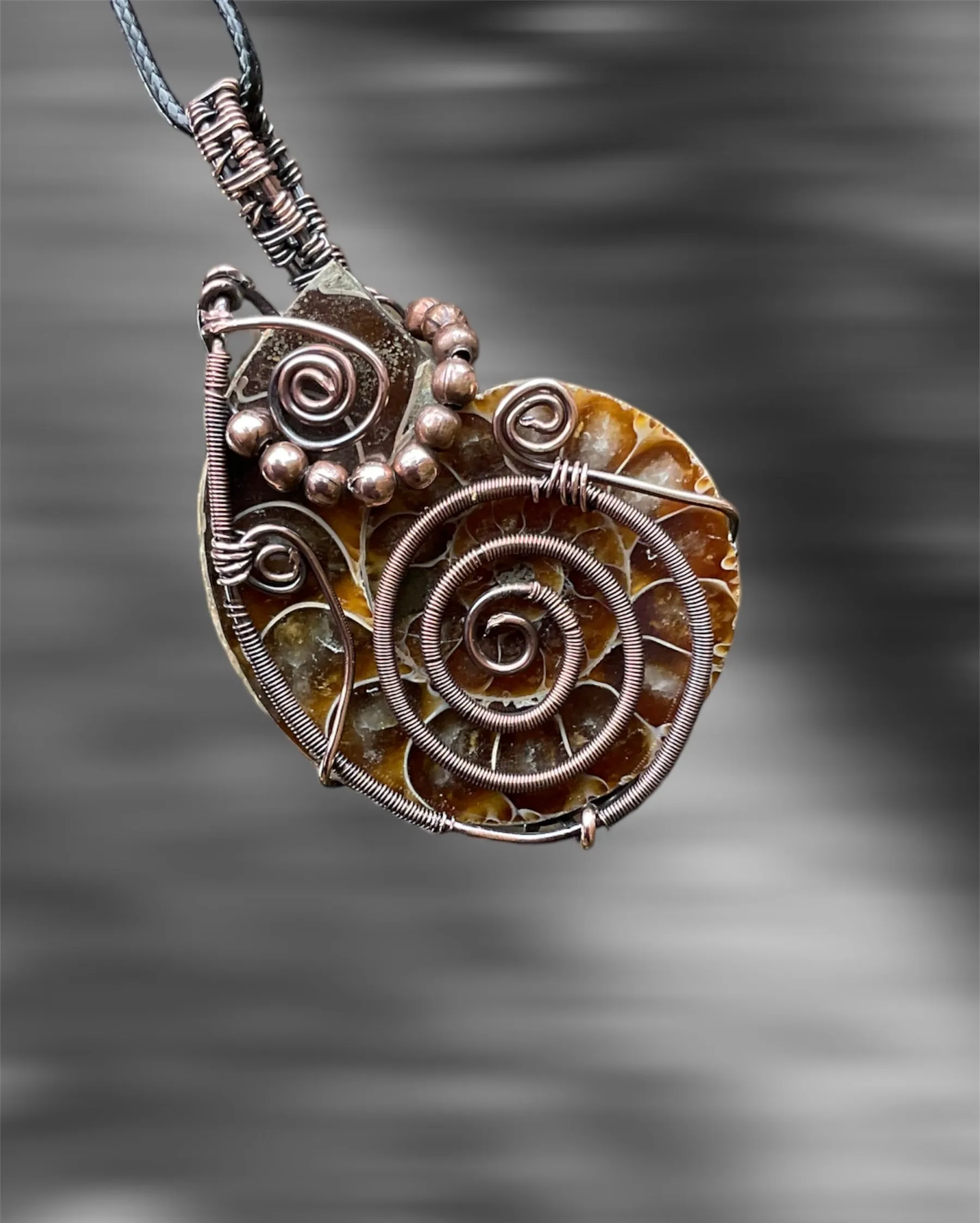 Ammonite Fossil Wire Wrapped Pendant