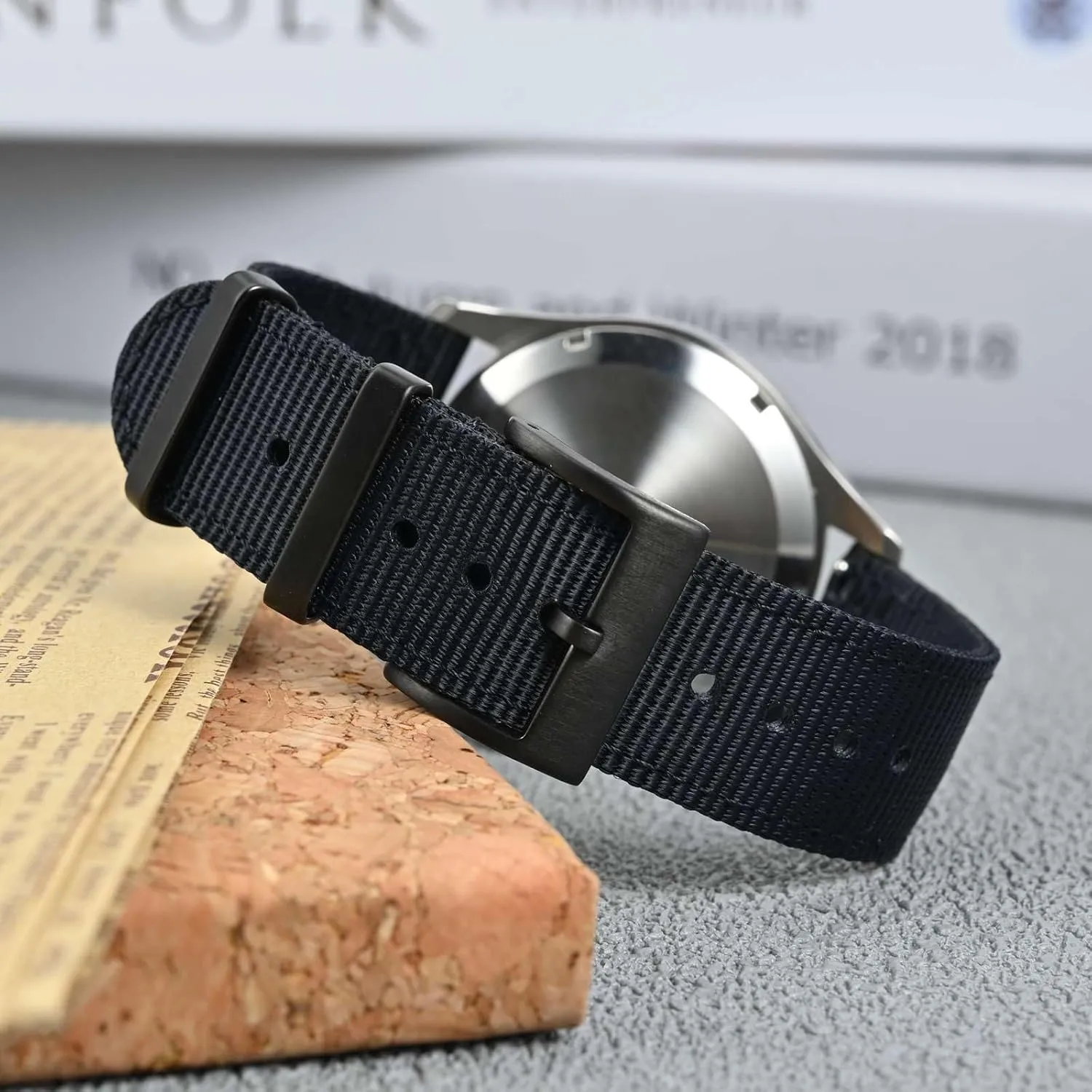Anbeer Two-Piece Quick Release Nylon Watch Strap with Metal Loop, Double Layered Woven Nylon Watch Band