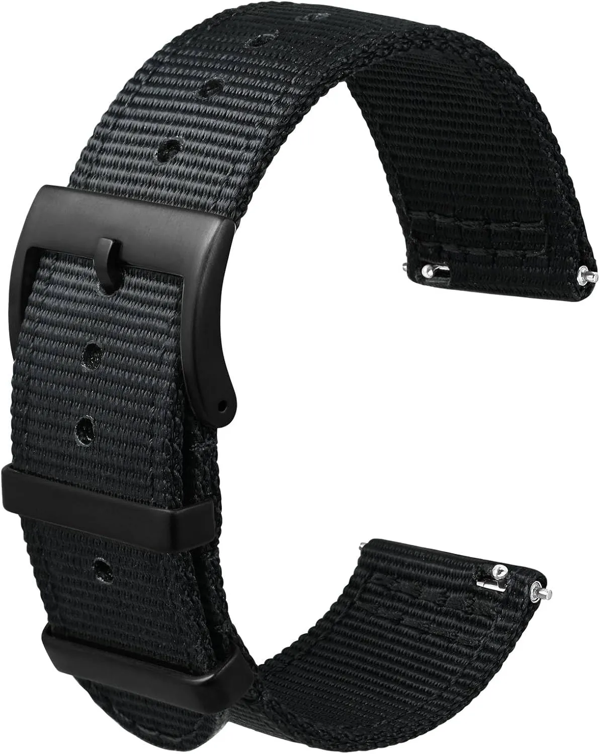 Anbeer Two-Piece Quick Release Nylon Watch Strap with Metal Loop, Double Layered Woven Nylon Watch Band