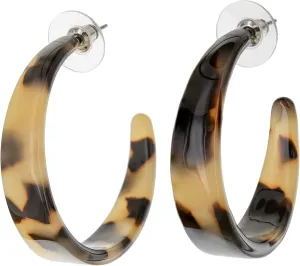 And Lovely Tortoise Shell Acetate Tapered Hoop Earrings - Hypoallergenic Open Hoops - Statement Earrings