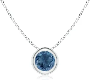 Angara Natural Bezel-Set Round London Blue Topaz Solitaire Pendant in Silver / 14K Solid Gold/Platinum | November Birthstone, Birthday, Engagement, Anniversary, Wedding Jewelry Gift for Women