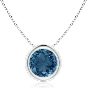 Angara Natural Bezel-Set Round London Blue Topaz Solitaire Pendant in Silver / 14K Solid Gold/Platinum | November Birthstone, Birthday, Engagement, Anniversary, Wedding Jewelry Gift for Women