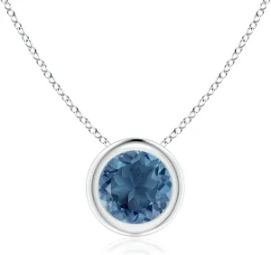 Angara Natural Bezel-Set Round London Blue Topaz Solitaire Pendant in Silver / 14K Solid Gold/Platinum | November Birthstone, Birthday, Engagement, Anniversary, Wedding Jewelry Gift for Women