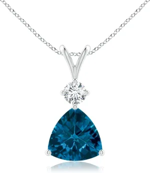 Angara Natural London Blue Topaz Solitaire Pendant Necklace for Women in Platinum (Grade-AAAA | 8mm) December Birthstone Jewelry Gift for Women | Birthday | Wedding | Anniversary