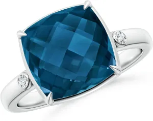 Angara Natural London Blue Topaz Solitaire Ring for Women in Platinum Size-5 (Grade-AAAA | Size-10mm) | December Birthstone Jewelry Gift for Women | Birthday | Wedding | Anniversary | Engagement