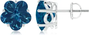 ANGARA Natural London Blue Topaz Solitaire Stud Earrings for Women in Platinum (Grade-AAAA | Gemstone Size-8mm) | December Birthstone Jewelry Gift for Women | Birthday | Wedding | Anniversary