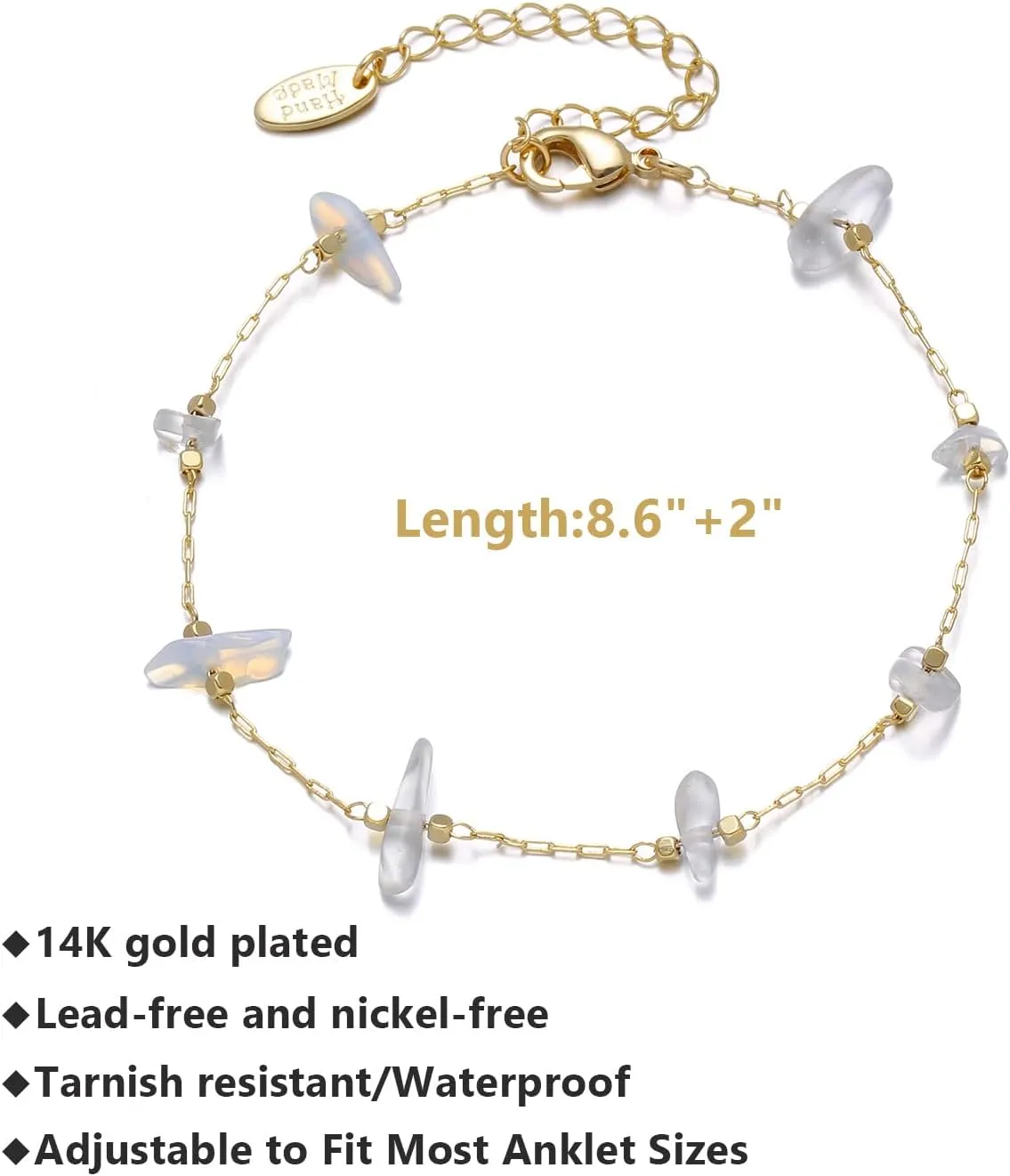 Anklet Bracelets for Women 14K Gold Plated Summer Beach Boho Foot Chain Adjustable Dainty Foot Jewelry Gifts Anklets for Women