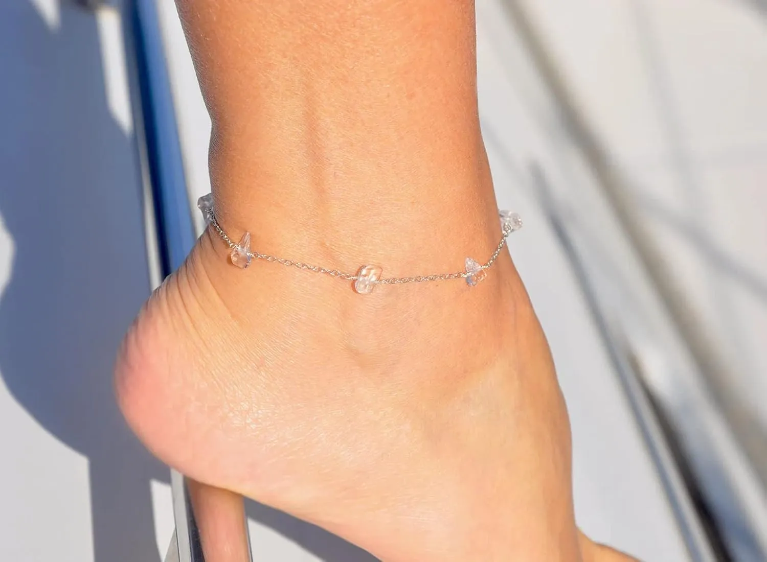Anklet Bracelets for Women 14K Gold Plated Summer Beach Boho Foot Chain Adjustable Dainty Foot Jewelry Gifts Anklets for Women
