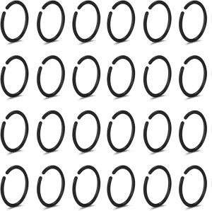 Anti-Allergy Plastic Hoop Ear Retainers, Unisex Nose Rings for Sensitive Ears & Skin, Clear, Black, Pink, 20 Gauge