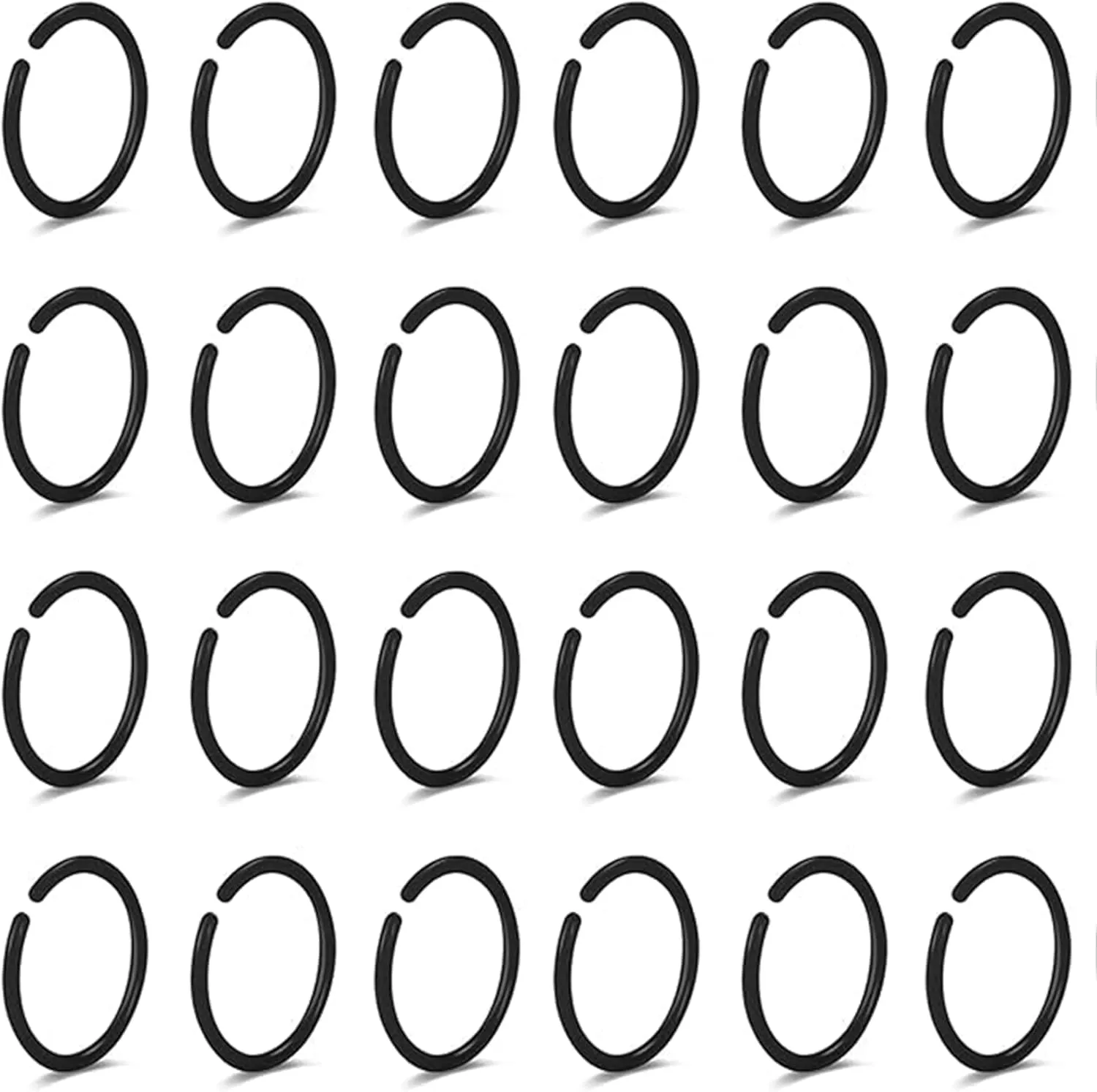 Anti-Allergy Plastic Hoop Ear Retainers, Unisex Nose Rings for Sensitive Ears & Skin, Clear, Black, Pink, 20 Gauge