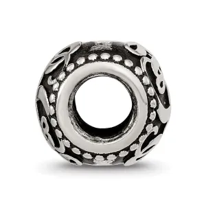 Antiqued Personalized Monogram Charm Bead in Sterling Silver