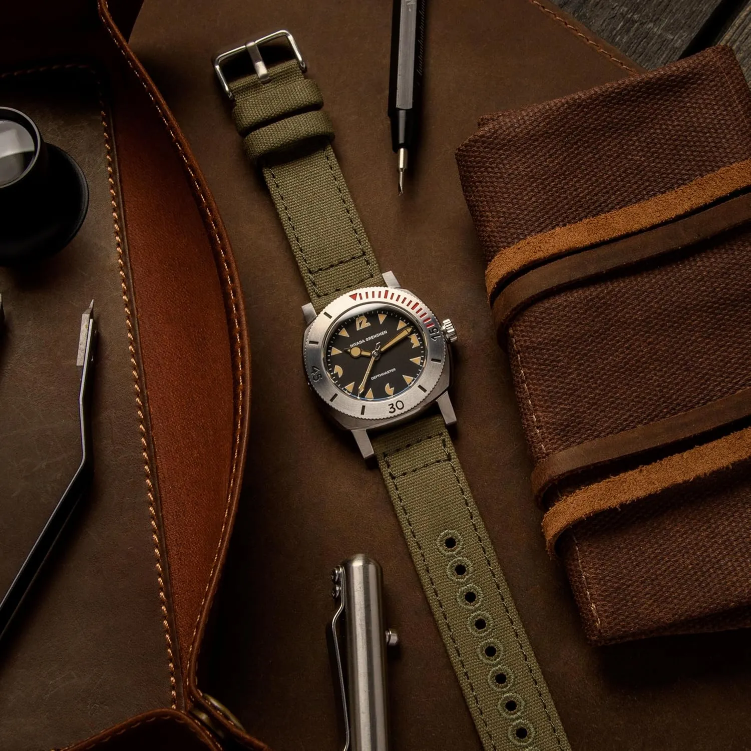 Archer Watch Straps - Canvas Quick Release Watch Bands (Faded Olive, 20mm)