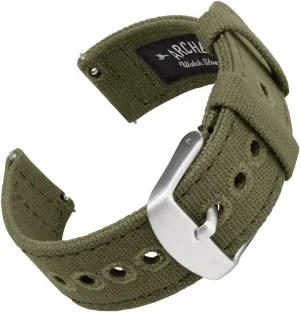 Archer Watch Straps - Canvas Quick Release Watch Bands (Faded Olive, 20mm)
