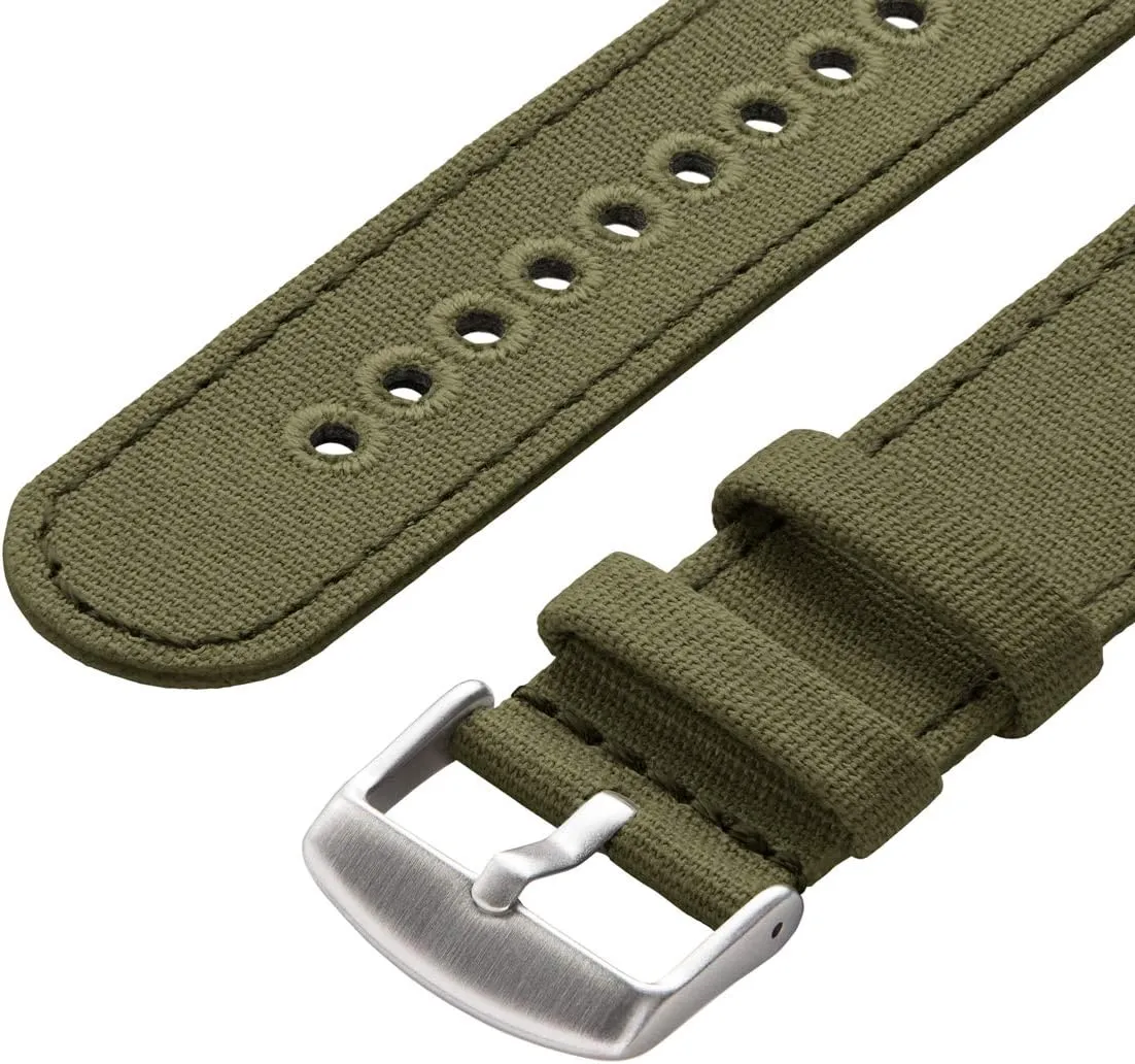 Archer Watch Straps - Canvas Quick Release Watch Bands (Faded Olive, 20mm)