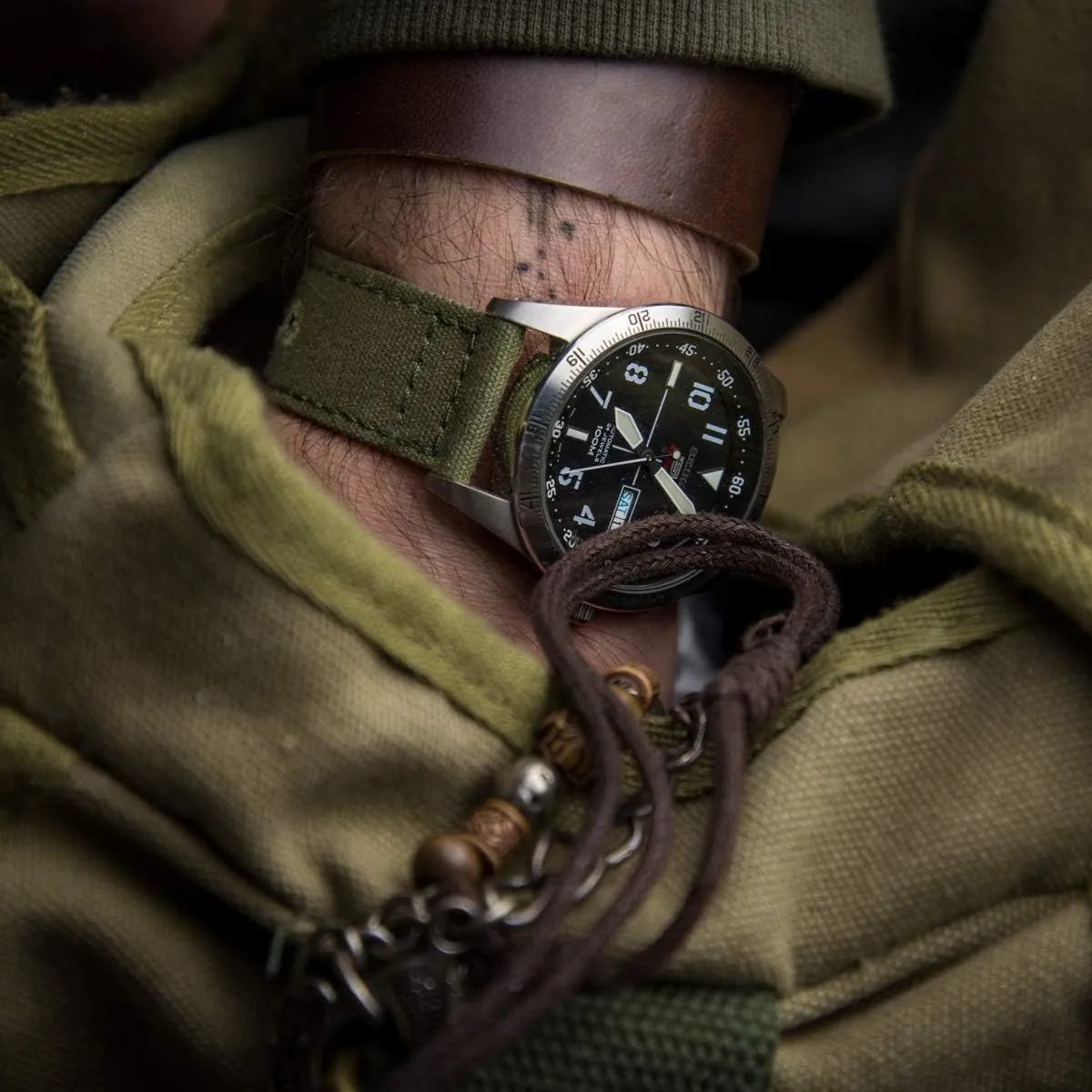 Archer Watch Straps - Canvas Quick Release Watch Bands (Faded Olive, 20mm)