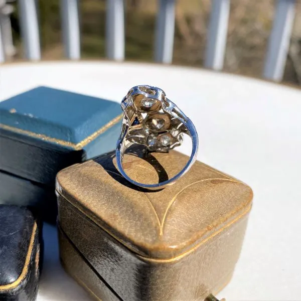 Art Deco Diamond & Sapphire Dinner Ring