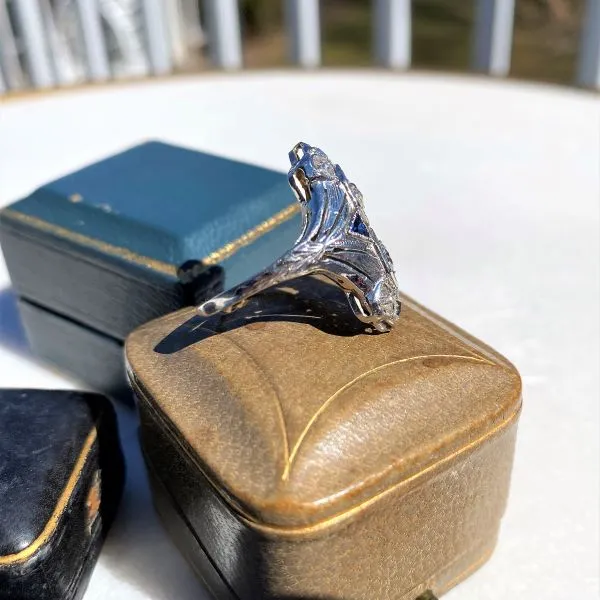 Art Deco Diamond & Sapphire Dinner Ring