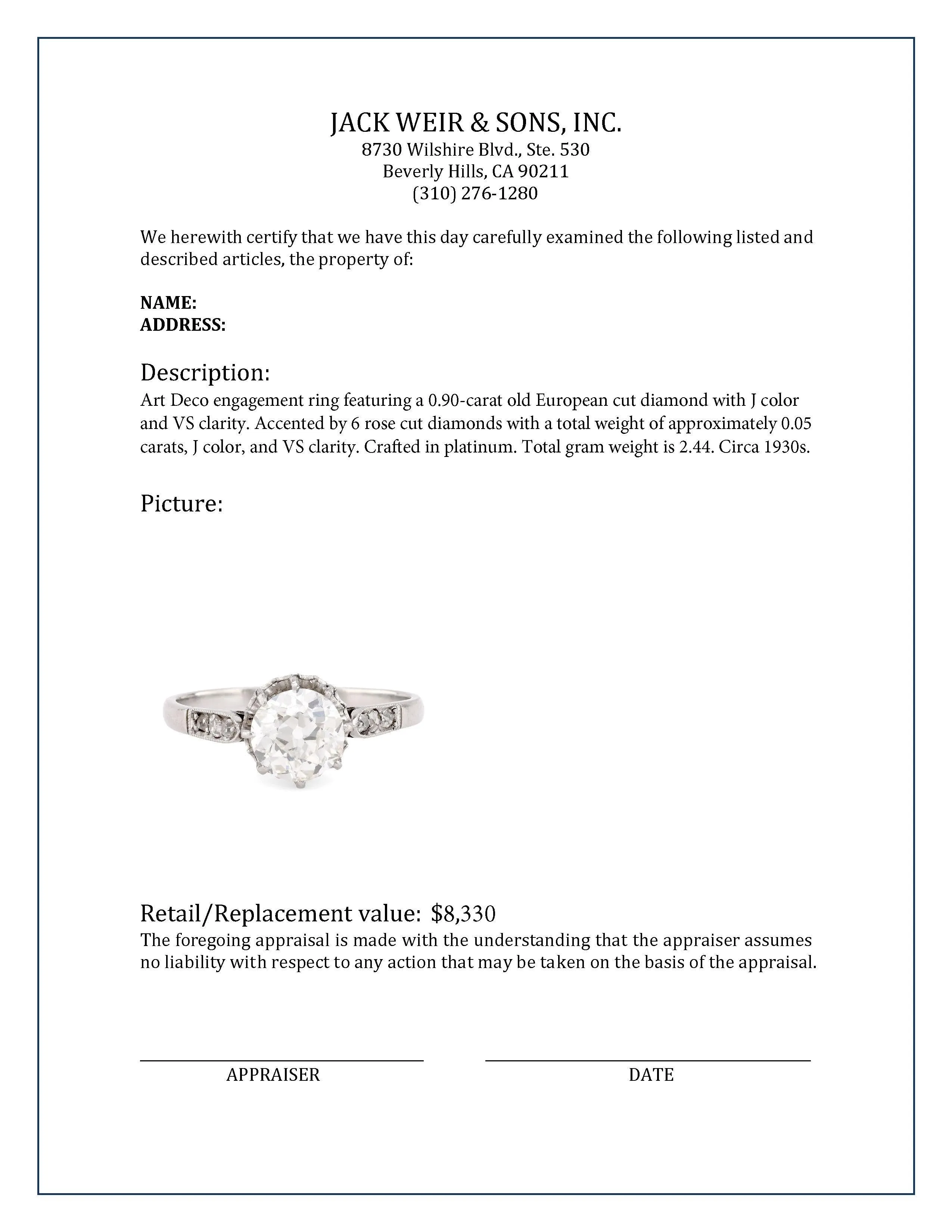 Art Deco Diamond Platinum Engagement Ring