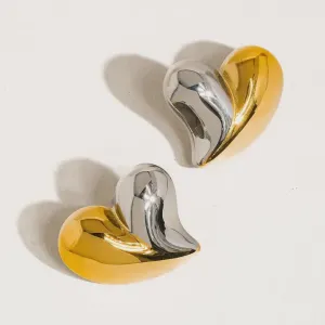 Atrial 18K Gold Silver Non-Tarnish Heart Studs