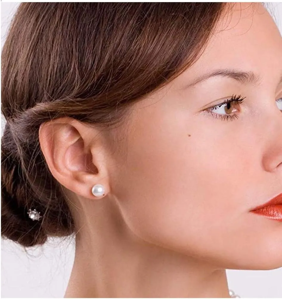 Authentic 925 Sterling Silver AAAA Grade Natural White Freshwater Pearl Stud Earrings or Drop Earrings Tarnish Resistant Hypoallergenic Nickel Free Women Jewelry