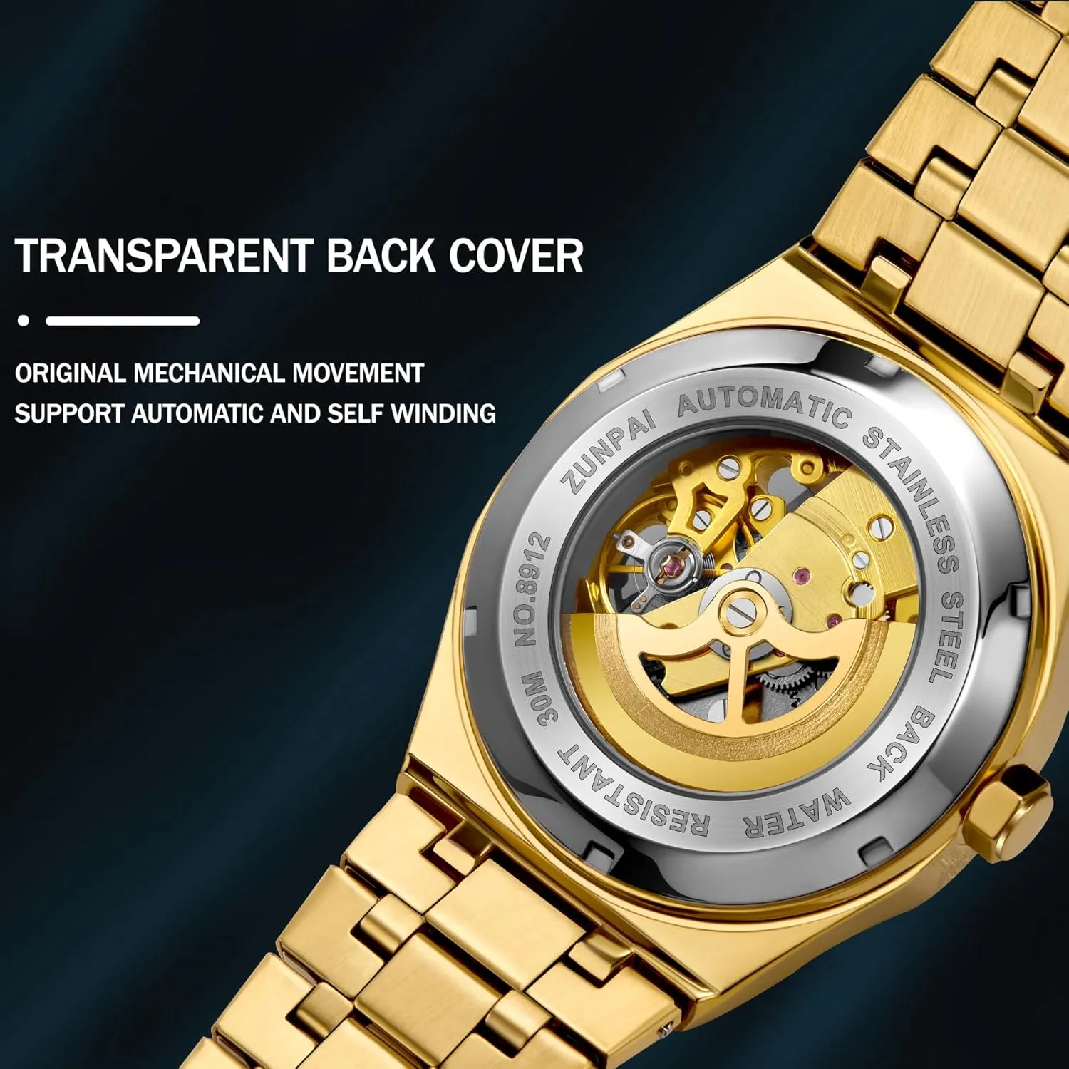 Automatic Watches for Men Mechanical Movement Tourbillon Self-Winding Transparent Skeleton Fashion Gift Business Dress Wristwatch with Waterproof 41mm Luminous Dial Stainless Steel Band