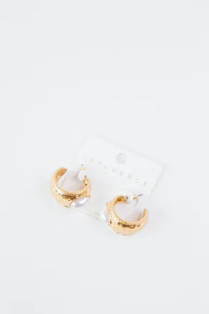 Aylin Pearl Accent Hoop Earrings, Gold