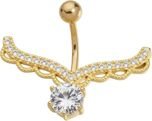B BodyPJ Sparkles 14G CZ Crystal Belly Button Ring, Butterfly and Bee Dangle Navel Rings, Silver and Gold, Body Piercing Jewelry