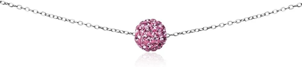 B. BRILLIANT Sterling Silver 8mm Color Crystal Bead Ball Small Dainty Fashion Trendy Short Choker Necklace for Women