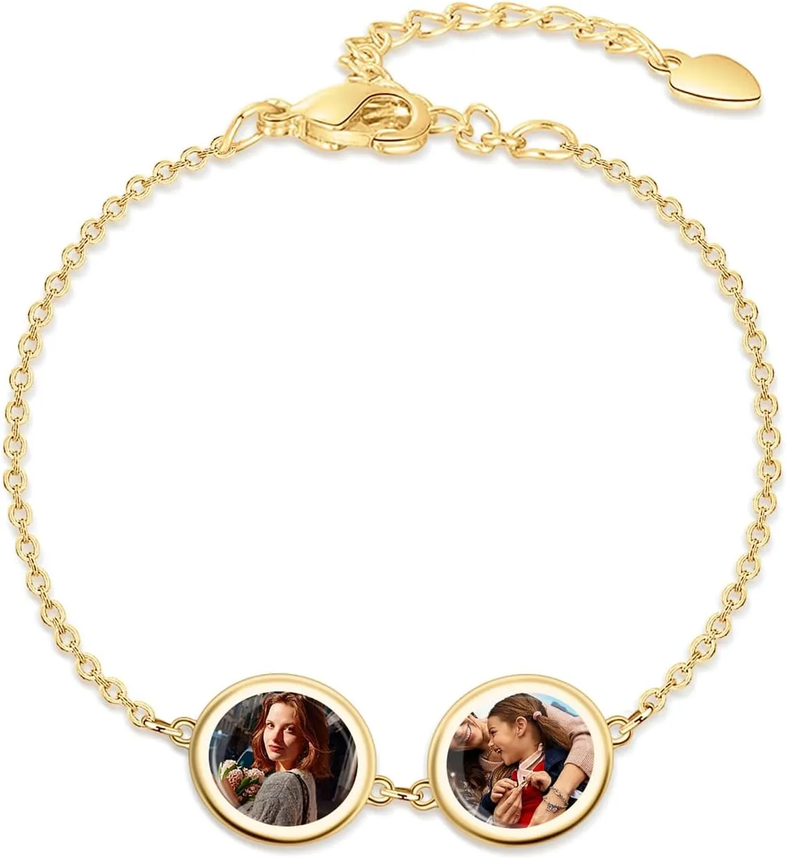BABOOM Woman Personalized Photo Bracelet Customized Picture Bracelets 1-6 with Engraved Name Personalized Photo Memorial Bracelet Gift For Mother Women Men