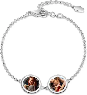 BABOOM Woman Personalized Photo Bracelet Customized Picture Bracelets 1-6 with Engraved Name Personalized Photo Memorial Bracelet Gift For Mother Women Men