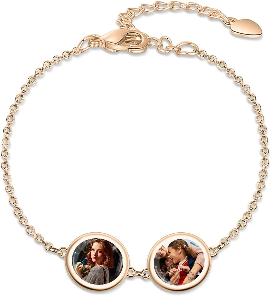 BABOOM Woman Personalized Photo Bracelet Customized Picture Bracelets 1-6 with Engraved Name Personalized Photo Memorial Bracelet Gift For Mother Women Men