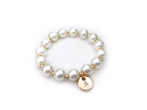 Baby Girls Monogrammed Pearl Gold Stretch Bracelet